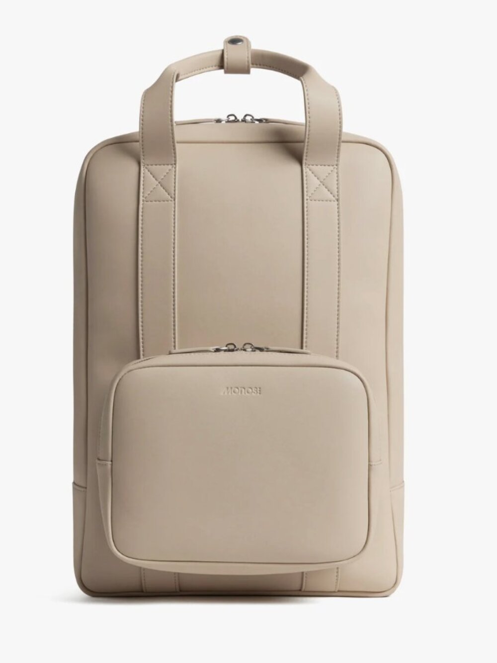 Monos Metro Backpack Ivory Vegan Leather with Folio Kit